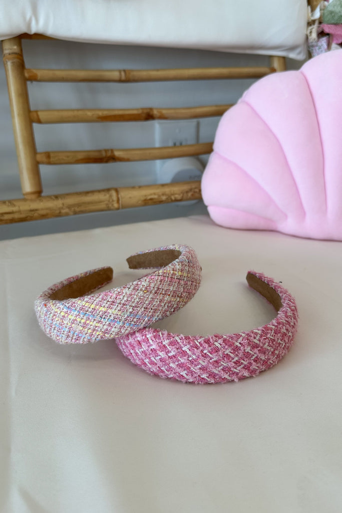 Pink Tweed Headband, Pixelated Boutique, Women's Clothing, Women's Jewelry and Gifts, Online Shopping for Women, Latest Fashion Trends, Women's Boutique Clothing, Virginia Beach, Clothing Stores in Virginia Beach, Rush Dresses, Graduation Dresses, Cute Clothes, Aesthetic Trends, Quality Jewelry, East Coast Styles, College Styles, Spring Trends, Summer Styles