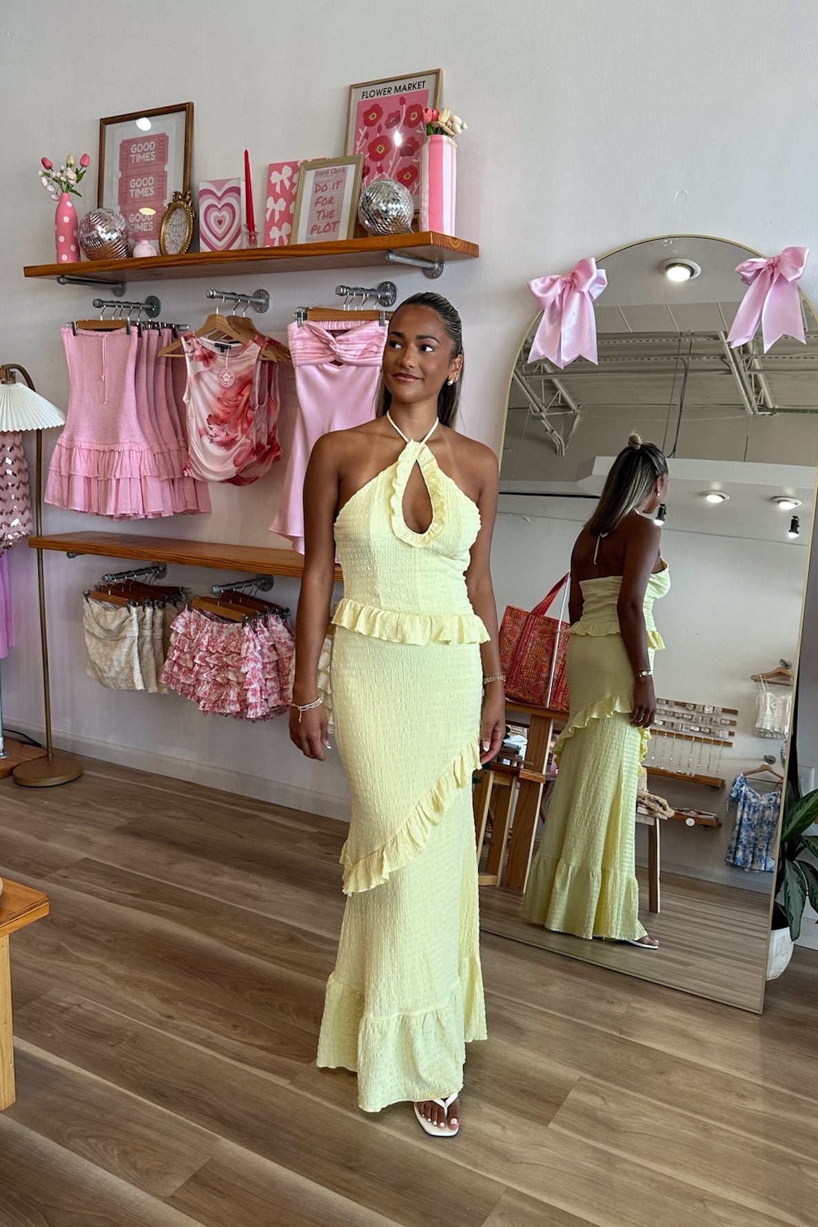 Pixelated Boutique, Women's Clothing, Women's Jewelry and Gifts, Online Shopping for Women, Virginia Beach Clothing Stores, Clothing Stores in Virginia Beach, Aesthetic Fashion Trends, East Coast Fashion Styles, Sustainable Women's Clothing, Unique Gift Ideas for Women, Women's Dress, Wedding Guest Dress, Maxi Elegant Dress, Yellow Dress