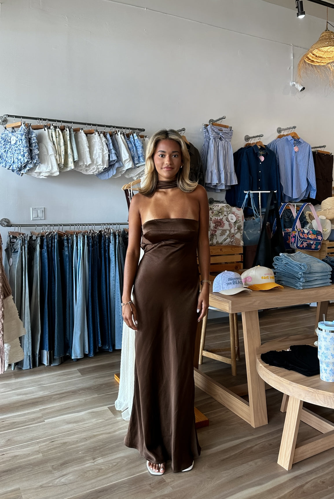 Pixelated Boutique, Women's Clothing, Women's Jewelry and Gifts, Online Shopping for Women, Latest Fashion Trends 2025, Virginia Beach Clothing Stores, Clothing Stores in Virginia Beach, Aesthetic Fashion Trends, East Coast Fashion Styles, Sustainable Women's Clothing, Unique Gift Ideas for Women, Fall Fashion, Fall Outfit Ideas, Fall Fashion Inspiration, Womens Style, Outfit Inspo, Back to School Styles, Wedding Guest Dress, Sorority Formal Dress, Brown Satin Maxi Dress