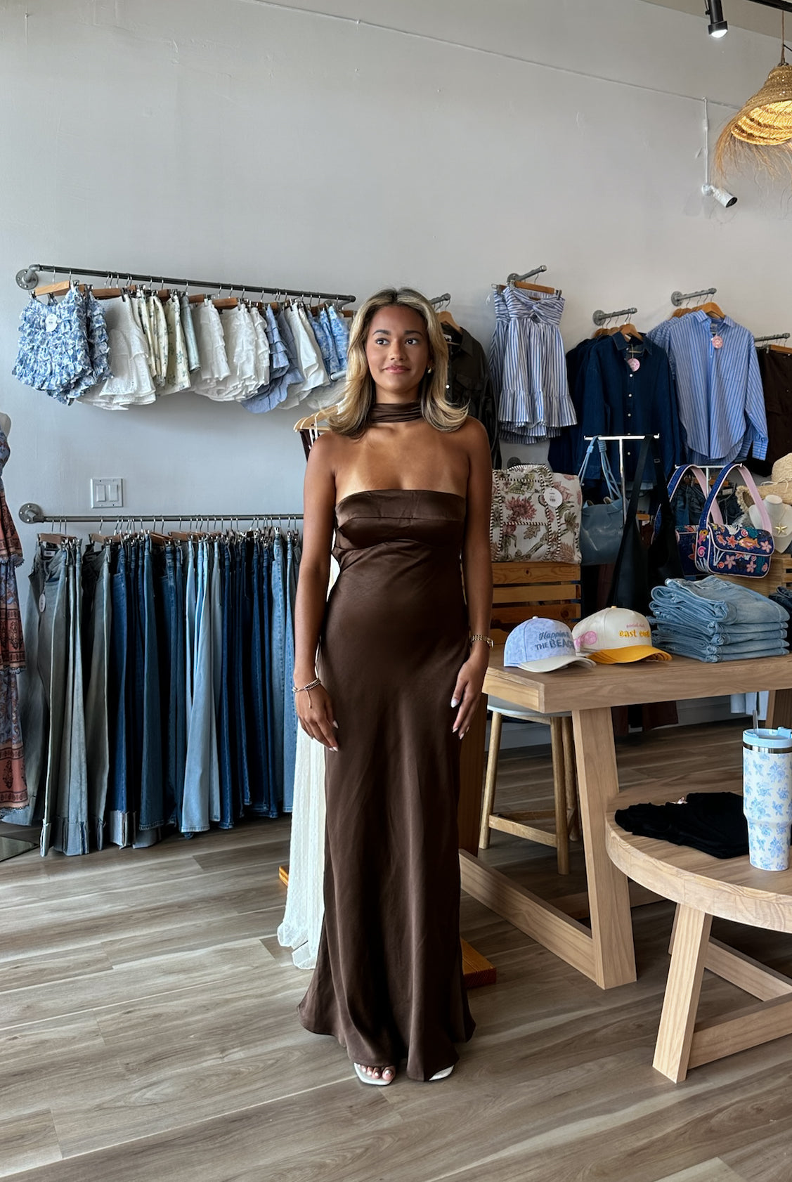 Pixelated Boutique, Women's Clothing, Women's Jewelry and Gifts, Online Shopping for Women, Latest Fashion Trends 2025, Virginia Beach Clothing Stores, Clothing Stores in Virginia Beach, Aesthetic Fashion Trends, East Coast Fashion Styles, Sustainable Women's Clothing, Unique Gift Ideas for Women, Fall Fashion, Fall Outfit Ideas, Fall Fashion Inspiration, Womens Style, Outfit Inspo, Back to School Styles, Wedding Guest Dress, Sorority Formal Dress, Brown Satin Maxi Dress