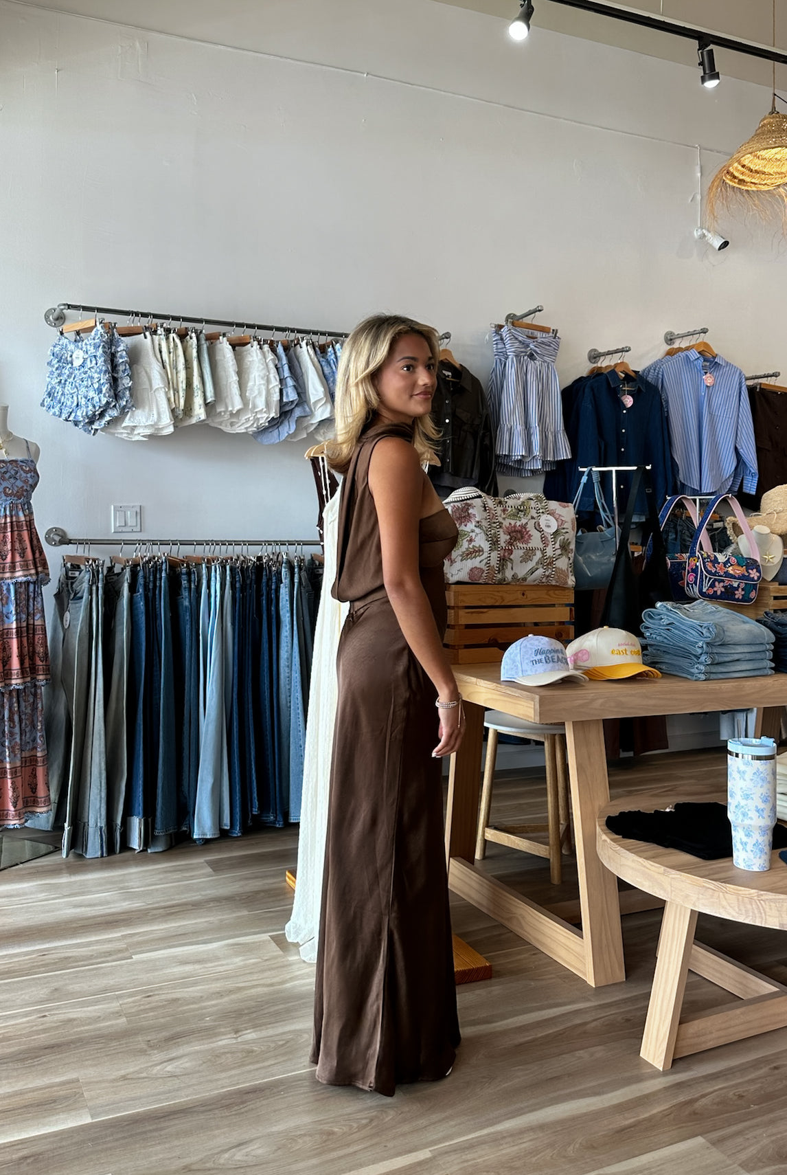 Pixelated Boutique, Women's Clothing, Women's Jewelry and Gifts, Online Shopping for Women, Latest Fashion Trends 2025, Virginia Beach Clothing Stores, Clothing Stores in Virginia Beach, Aesthetic Fashion Trends, East Coast Fashion Styles, Sustainable Women's Clothing, Unique Gift Ideas for Women, Fall Fashion, Fall Outfit Ideas, Fall Fashion Inspiration, Womens Style, Outfit Inspo, Back to School Styles, Wedding Guest Dress, Sorority Formal Dress, Brown Satin Maxi Dress