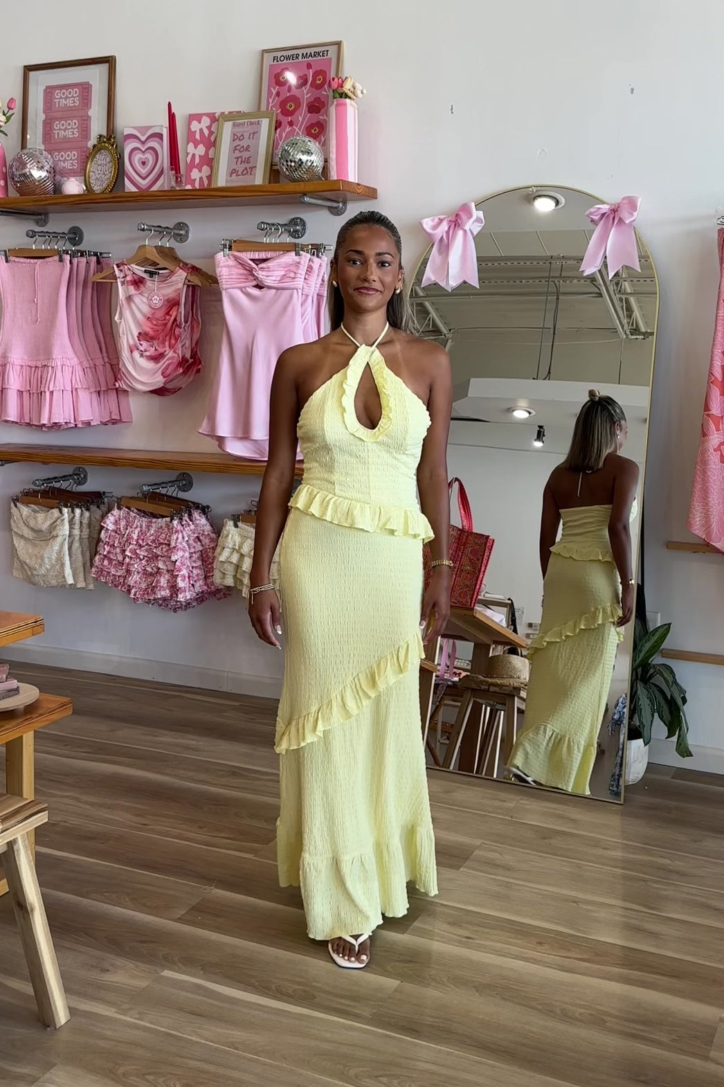 Pixelated Boutique, Women's Clothing, Women's Jewelry and Gifts, Online Shopping for Women, Virginia Beach Clothing Stores, Clothing Stores in Virginia Beach, Aesthetic Fashion Trends, East Coast Fashion Styles, Sustainable Women's Clothing, Unique Gift Ideas for Women, Women's Dress, Wedding Guest Dress, Maxi Elegant Dress, Yellow Dress