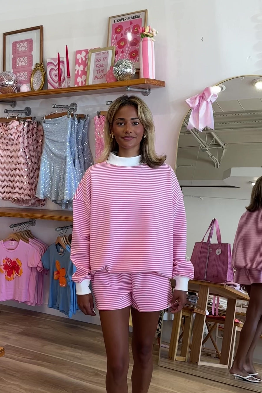 Pixelated Boutique, Women's Clothing, Women's Jewelry and Gifts, Online Shopping for Women, Virginia Beach Clothing Stores, Clothing Stores in Virginia Beach, Aesthetic Fashion Trends, East Coast Fashion Styles, Sustainable Women's Clothing, Unique Gift Ideas for Women, Womens Style, Outfit Inspo, Nautical Summer, Beach Girl, Summer Outfit, Summer Inspo, Matching Set, Pink and White Stripes