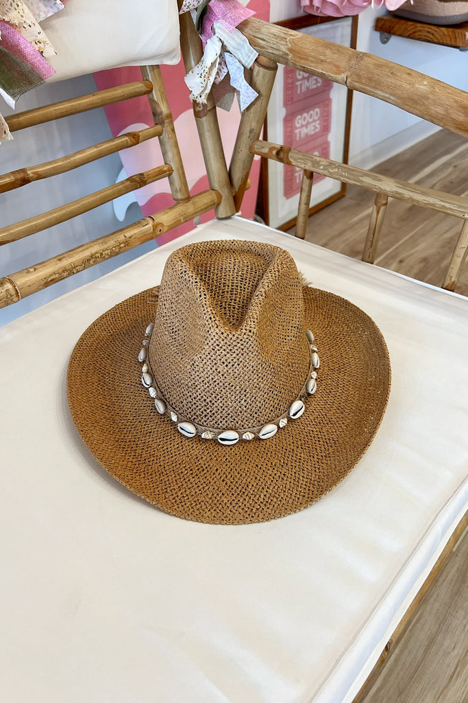 Shell Strap Cowboy Hat, Pixelated Boutique, Women's Clothing, Women's Jewelry and Gifts, Online Shopping for Women, Latest Fashion Trends, Women's Boutique Clothing, Virginia Beach, Clothing Stores in Virginia Beach, Rush Dresses, Graduation Dresses, Cute Clothes, Aesthetic Trends, Quality Jewelry, East Coast Styles, College Styles, Summer Styles, Swimwear