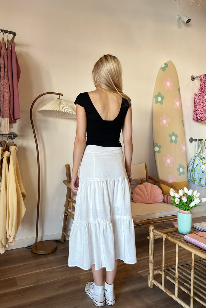 White Midi Skirt, Pixelated Boutique, Women's Clothing, Women's Jewelry and Gifts, Online Shopping for Women, Latest Fashion Trends, Women's Boutique Clothing, Virginia Beach, Clothing Stores in Virginia Beach, Rush Dresses, Graduation Dresses, Cute Clothes, Aesthetic Trends, Quality Jewelry, East Coast Styles, College Styles, Spring Trends