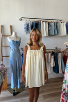 Pixelated Boutique, Women's Clothing, Women's Jewelry and Gifts, Online Shopping for Women, Virginia Beach Clothing Stores, Clothing Stores in Virginia Beach, Aesthetic Fashion Trends, East Coast Fashion Styles, Sustainable Women's Clothing, Unique Gift Ideas for Women, Womens Style, Outfit Inspo, Nautical Summer, Beach Girl, Summer Outfit, Summer Mini Dress, Beige dress, sorority rush dress