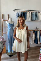 Pixelated Boutique, Women's Clothing, Women's Jewelry and Gifts, Online Shopping for Women, Virginia Beach Clothing Stores, Clothing Stores in Virginia Beach, Aesthetic Fashion Trends, East Coast Fashion Styles, Sustainable Women's Clothing, Unique Gift Ideas for Women, Womens Style, Outfit Inspo, Nautical Summer, Beach Girl, Summer Outfit, Summer Mini Dress, Beige dress, sorority rush dress