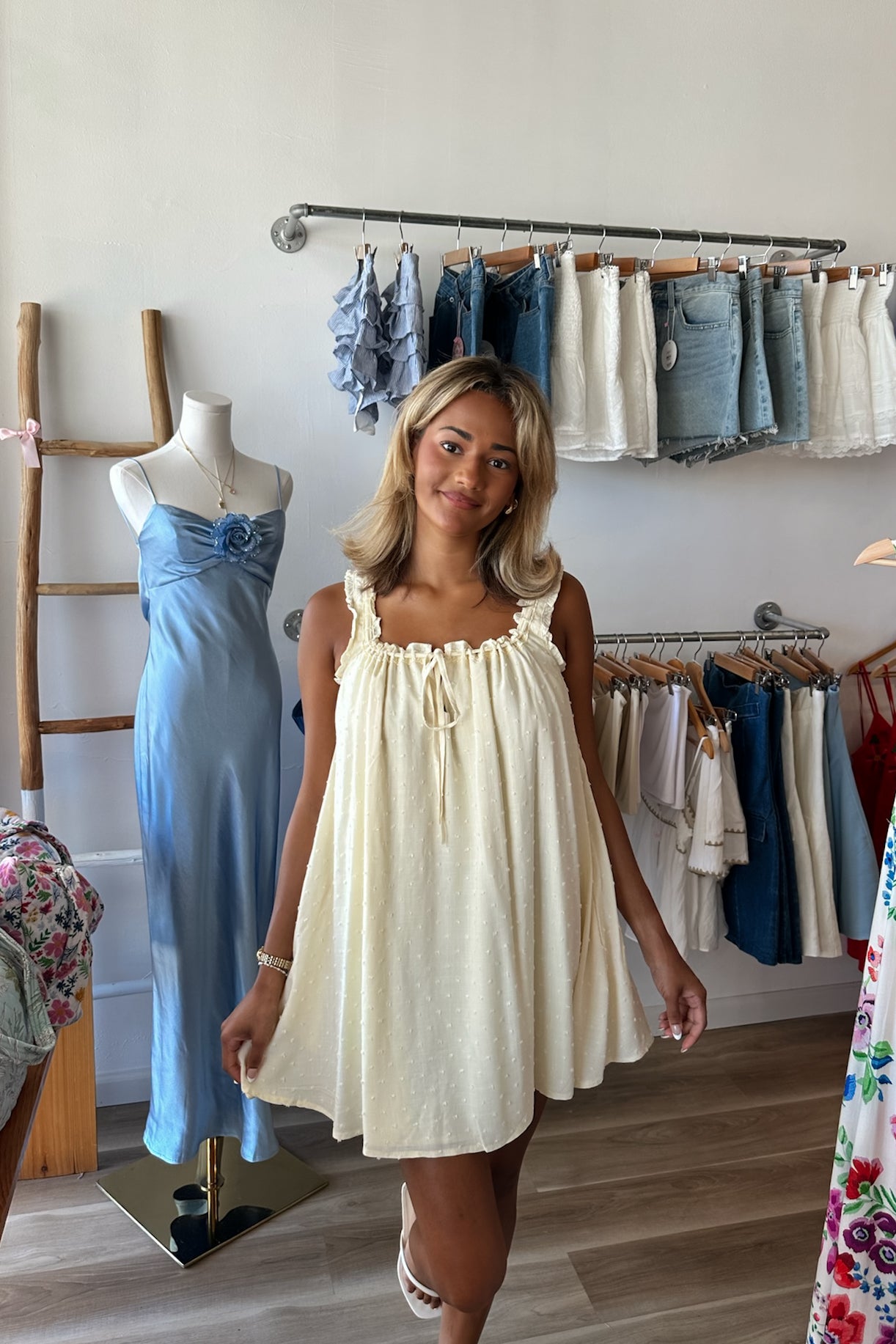 Pixelated Boutique, Women's Clothing, Women's Jewelry and Gifts, Online Shopping for Women, Virginia Beach Clothing Stores, Clothing Stores in Virginia Beach, Aesthetic Fashion Trends, East Coast Fashion Styles, Sustainable Women's Clothing, Unique Gift Ideas for Women, Womens Style, Outfit Inspo, Nautical Summer, Beach Girl, Summer Outfit, Summer Mini Dress, Beige dress, sorority rush dress