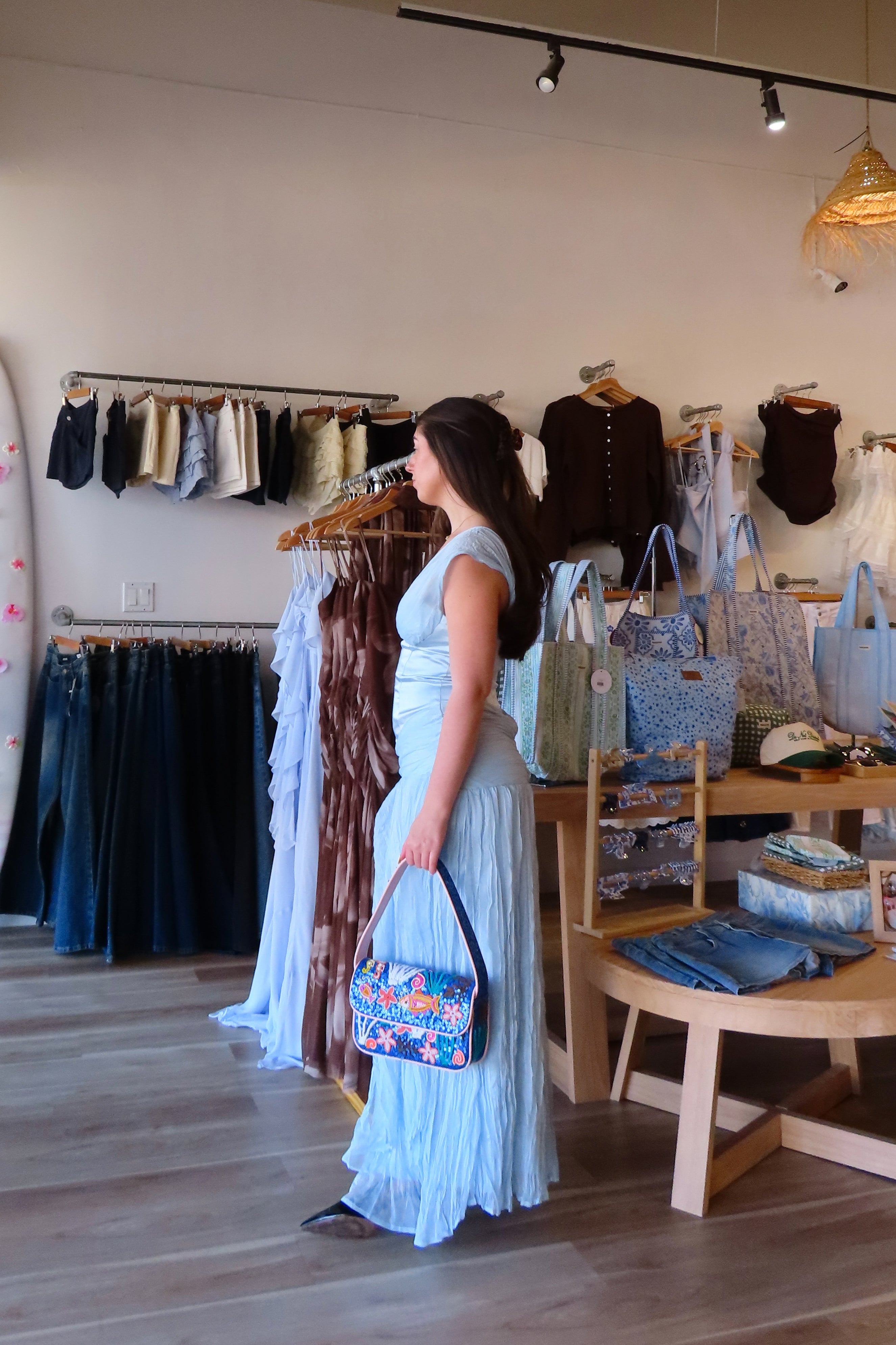 Pixelated Boutique, Women's Clothing, Online Shopping for Women, Fashion Trends 2026, Outfit Inspo, Virginia beach clothing stores, clothing stores in Virginia Beach, fashion outfits, fashion Inspo, women’s outfit 2026, outfit ideas, fashion, spring aesthetic, women’s spring outfit, spring style, spring break, blue satin dress, maxi dress, blue dress, wedding guest dress