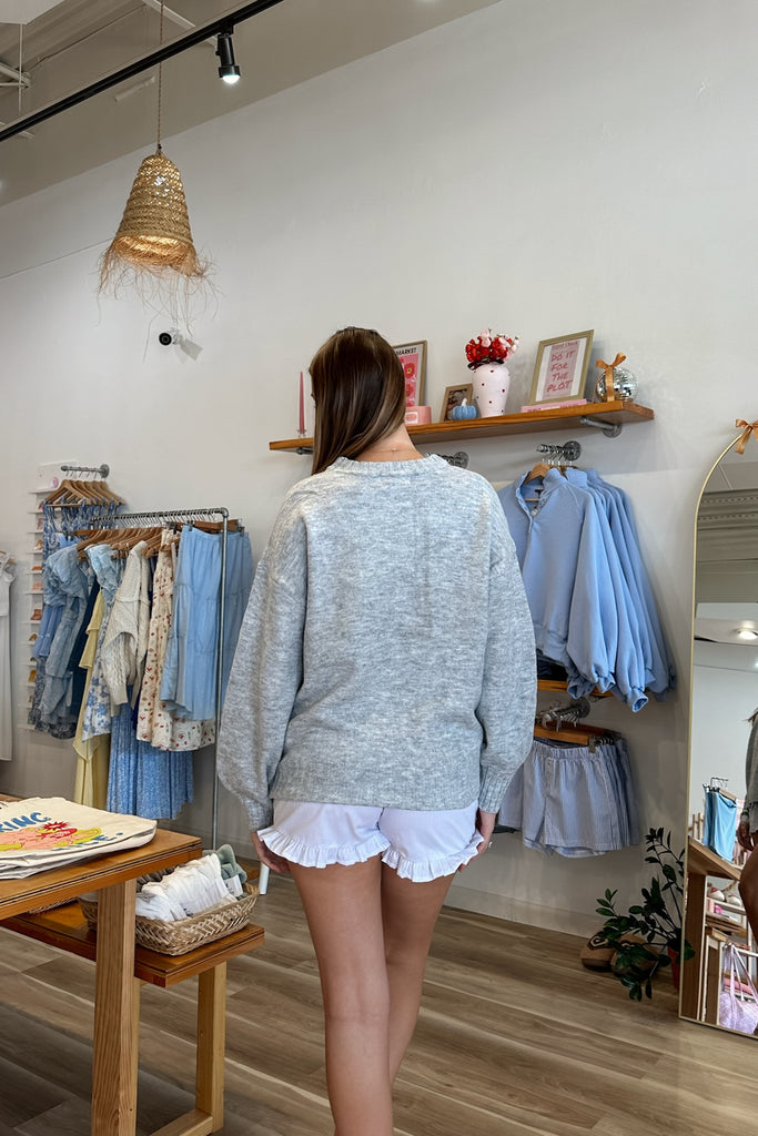 Gray sweater, Pixelated Boutique, Women's Clothing, Women's Jewelry and Gifts, Online Shopping for Women, Latest Fashion Trends 2024, Virginia Beach Clothing Stores, Homecoming Dresses, Fall/Winter 2024, Clothing Stores in Virginia Beach, Aesthetic Fashion Trends, East Coast Fashion Styles, Fall 2024 Fashion Trends, Holiday Styles, Sustainable Women's Clothing, Cozy styles, Unique Gift Ideas for Women
