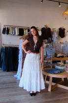Pixelated Boutique, Women's Clothing, Online Shopping for Women, Fashion Trends 2026, Outfit Inspo, Virginia beach clothing stores, clothing stores in Virginia Beach, fashion outfits, fashion Inspo, women’s outfit 2026, outfit ideas, fashion, spring aesthetic, women’s spring outfit, spring style, spring break, blue maxi skirt, tiered skirt, blue skirt, summer skirt, spring skirt 