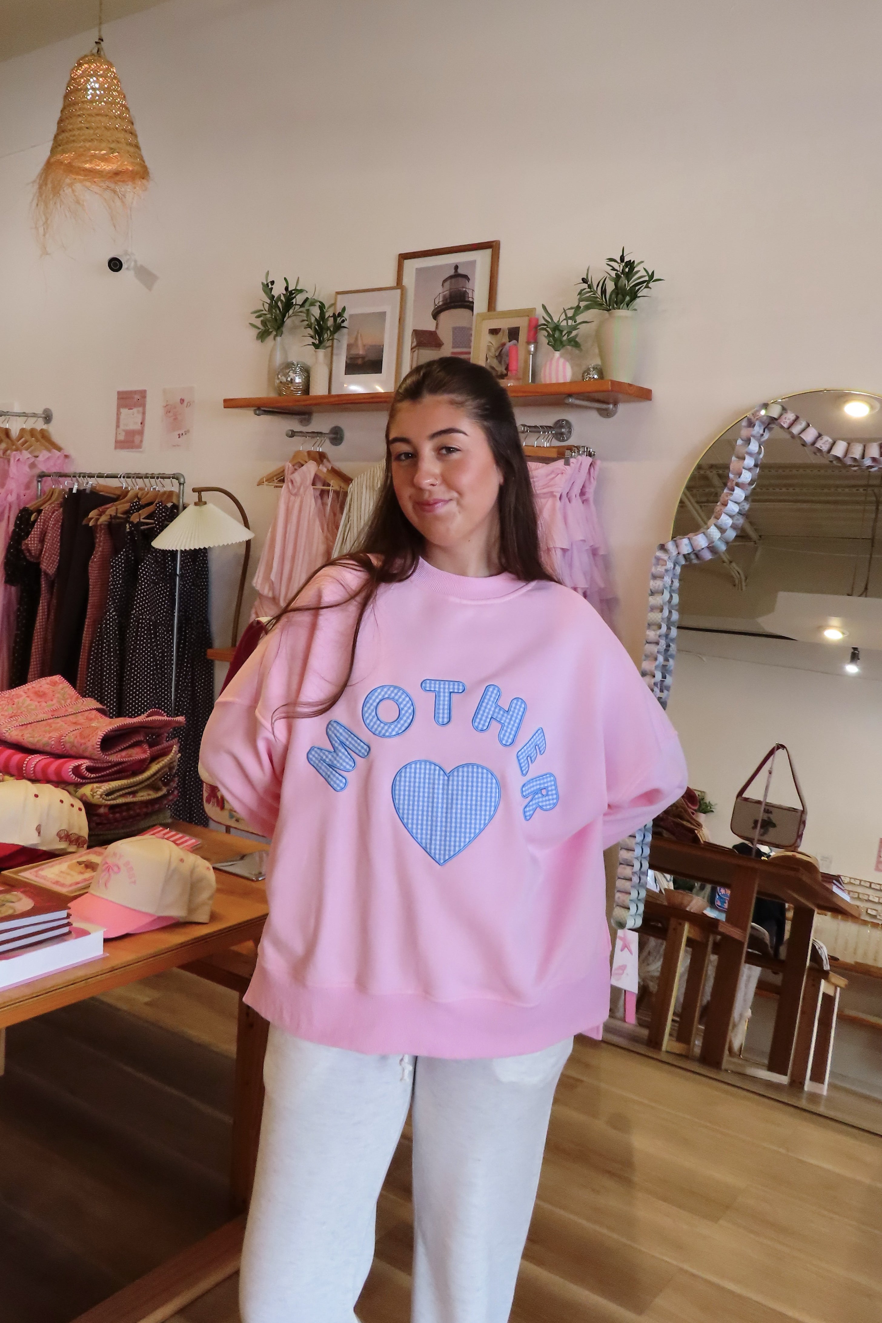 Pixelated Boutique, Women's Clothing, Online Shopping for Women, Fashion Trends 2026, Outfit Inspo, Virginia beach clothing stores, clothing stores in Virginia Beach, fashion outfits, fashion Inspo, women’s outfit 2026, outfit ideas, fashion, spring aesthetic, women’s spring outfit, spring style, spring break, crewneck, mother sweatshirt, pink crewneck 