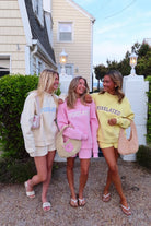 Yellow, sweatshorts with elastic waistband, drawstring, straight leg, and fleece lining
Pixelated Boutique, Virginia Beach Boutique, 757 Shopping, fleece sweatshorts women, women’s fleece shorts, cozy lounge set, luxury loungewear women, chic athleisure set, clean girl aesthetic sweatshirt, relaxed fit sweat set, fleece matching set, pilates outfit, summer sweatshirt