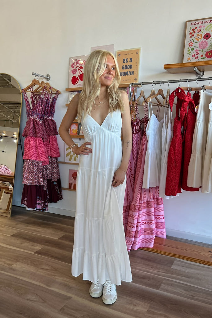 White Maxi Dress, Pixelated Boutique, Women's Clothing, Women's Jewelry and Gifts, Online Shopping for Women, Latest Fashion Trends, Women's Boutique Clothing, Virginia Beach, Clothing Stores in Virginia Beach, Rush Dresses, Graduation Dresses, Cute Clothes, Aesthetic Trends, Quality Jewelry, East Coast Styles, College Styles, Spring Trends