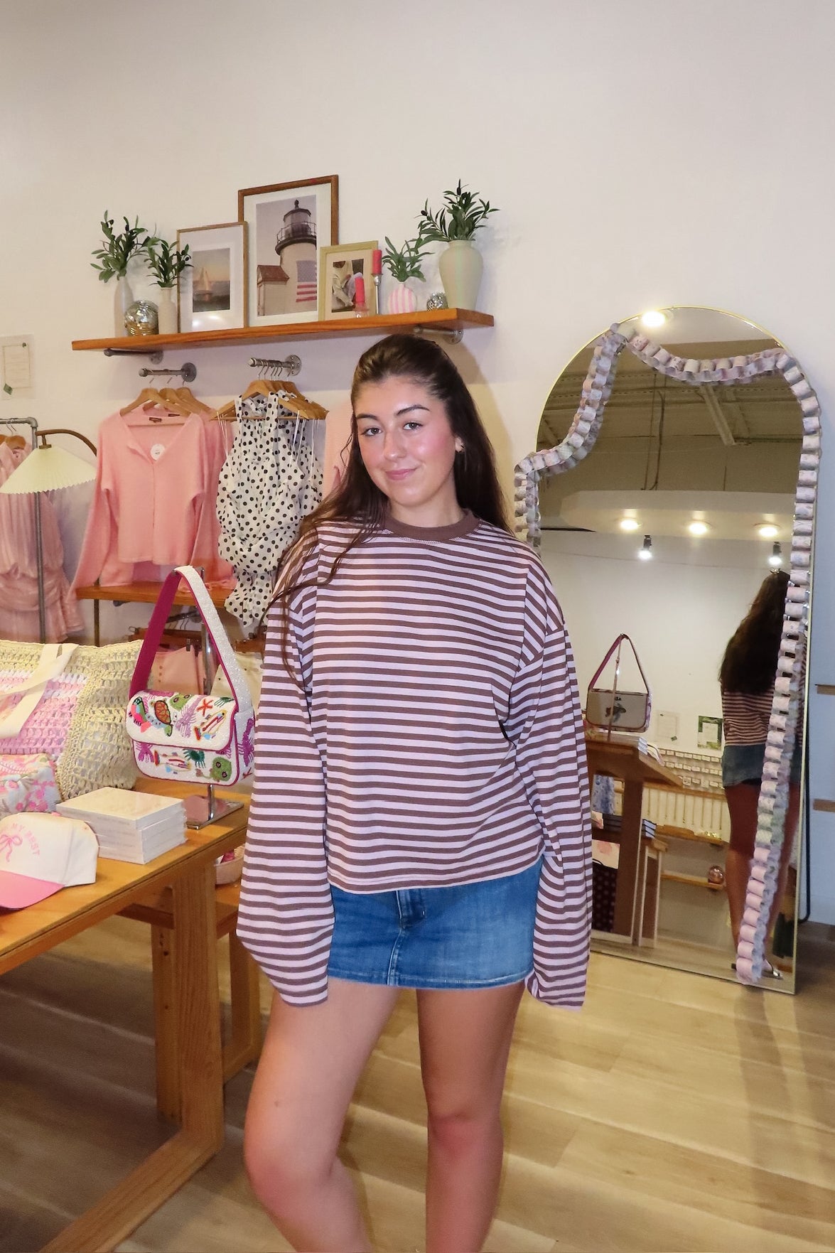 Pink, striped top with long sleeves, drop shoulder, and oversized fit
Pixelated Boutique, Women's Clothing, Virginia Beach Clothing Stores, Clothing Stores in Virginia Beach, Virginia Beach Boutique, 757 Boutique, Online Shopping for Women, summer aesthetic, spring break, vacation style, vacation outfits, beach boutique, beach fashion, beach outfits, women’s boutique clothing, boutique clothing for women, coastal cowgirl outfits, coastal aesthetic clothing, coffee shop outfit, casual long sleeve