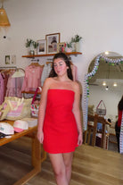 Red, strapless mini dress with structured fit and back zipper
Pixelated Boutique, Women's Clothing, Virginia Beach Clothing Stores, Clothing Stores in Virginia Beach, Virginia Beach Boutique, 757 Boutique, Online Shopping for Women, summer aesthetic, spring break, vacation style, vacation outfits, beach boutique, beach fashion, beach outfits, women’s boutique clothing, boutique clothing for women, coastal cowgirl outfits, coastal aesthetic clothing, summer party outfit, going out dress