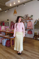 Yellow, satin midi skirt with elastic waist, lace trim, and lining
Pixelated Boutique, Women's Clothing, Virginia Beach Clothing Stores, Clothing Stores in Virginia Beach, Virginia Beach Boutique, 757 Boutique, Online Shopping for Women, summer aesthetic, brunch outfit, vacation style, vacation outfits, beach boutique, beach fashion, beach outfits, women’s boutique clothing, boutique clothing for women, coastal cowgirl outfits, coastal aesthetic clothing, business casual, concert outfit, 2000s fashion