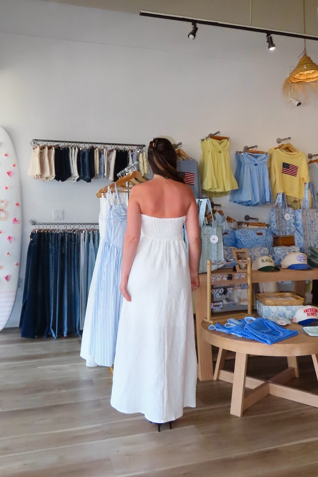 White, lined strapless maxi dress with flared hem and smocked back
Pixelated Boutique, Women's Clothing, Virginia Beach Clothing Stores, Clothing Stores in Virginia Beach, Virginia Beach Boutique, 757 Boutique, Online Shopping for Women, summer aesthetic, spring break, vacation style, vacation outfits, beach boutique, graduation dress, grad dresses, bridal dress, bachelorette outfit, coastal cowgirl