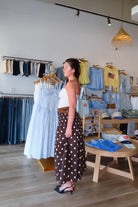 Brown, polka dot midi skirt with drop waist and ruching smocked waistline, sleepy cowgirl, western fashion, coachella aesthetic
Pixelated Boutique, Women's Clothing, Virginia Beach Clothing Stores, Clothing Stores in Virginia Beach, Virginia Beach Boutique, 757 Boutique, Online Shopping for Women, summer aesthetic, spring break, vacation style, vacation outfits, beach boutique, beach fashion, beach outfits, women’s boutique clothing, boutique clothing for women, coastal cowgirl