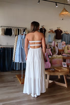 White, lined strapless maxi dress with twisted bust, center cutout, and double elasticated back straps
Pixelated Boutique, Women's Clothing, Virginia Beach Clothing Stores, Clothing Stores in Virginia Beach, Virginia Beach Boutique, 757 Boutique, Online Shopping for Women, summer aesthetic, brunch outfit, vacation style, vacation outfits, beach boutique, beach fashion, beach outfits, graduation dress, bachelorette dress