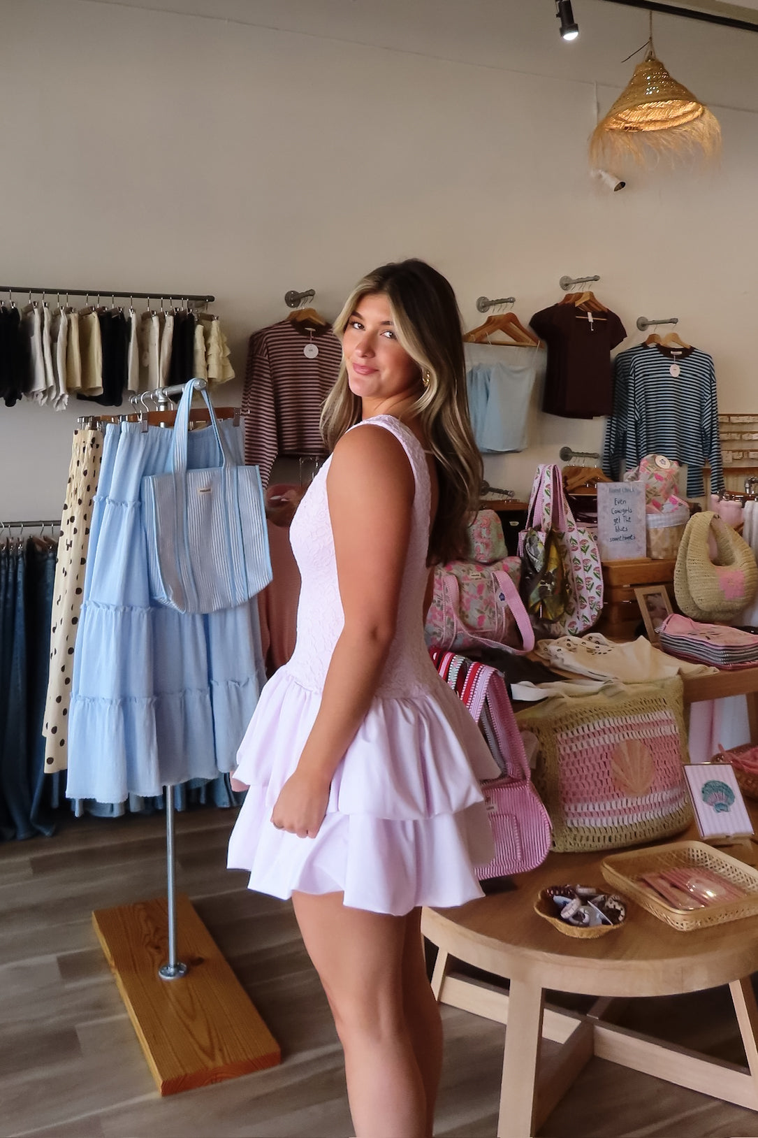 Purple, babydoll mini dress with boat neckline, lace bodice, drop waist, and tiered ruffle skirt
Pixelated Boutique, Women's Clothing, Online Shopping for Women, Fashion Trends 2026, Outfit Inspo, Virginia Beach Clothing Stores, 757 Boutique, fashion, summer aesthetic, women’s spring outfit, spring break, vacation style, vacation outfits, beach boutique, beach fashion, beach outfits, coastal aesthetic clothing, maxi dress, formal dress, wedding guest dress, summer date night look, graduation party dress