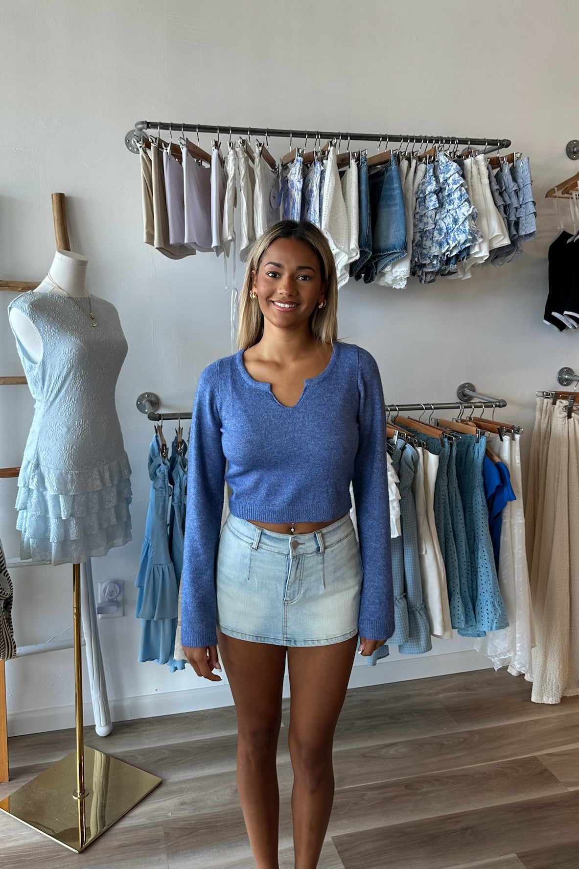 Blue Sweater, Pixelated Boutique, Women's Clothing, Women's Jewelry and Gifts, Online Shopping for Women, Latest Fashion Trends 2025, Virginia Beach Clothing Stores, Clothing Stores in Virginia Beach, Aesthetic Fashion Trends, East Coast Fashion Styles, Sustainable Women's Clothing, Unique Gift Ideas for Women, Fall Fashion, Fall Outfit Ideas, Fall Fashion Inspiration, Womens Style, Outfit Inspo, Back to School Styles, Back to School Outfit