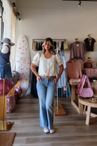 Cream, polka dot blouse with scoop neck, front buttons, puff sleeves, and ruffle trim
757 Boutique, Online Shopping for Women, summer aesthetic, brunch outfit, vacation style, vacation outfits, beach boutique, beach fashion, beach outfits, women’s boutique clothing, boutique clothing for women, coastal cowgirl outfits, coastal aesthetic clothing, business casual, concert outfit, 2000s fashion, western outfits