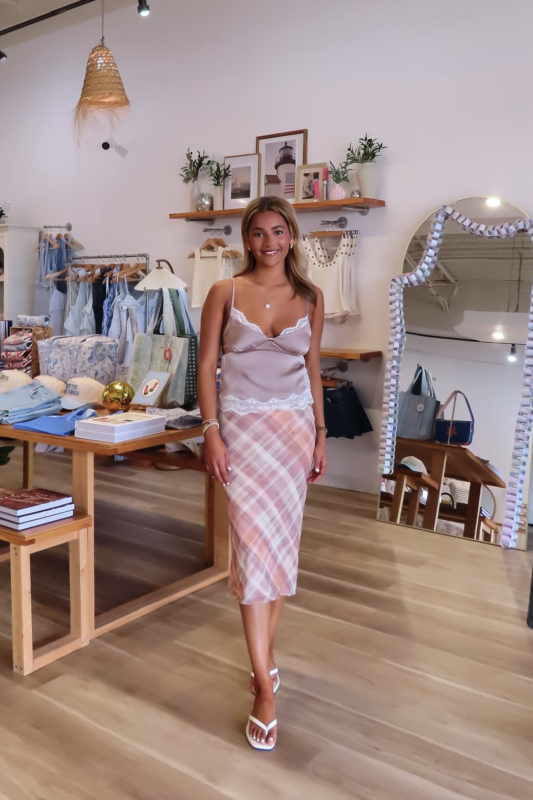 Orange, plaid midi skirt with mid rise, chiffon fabric, inner shorts, and lining
Virginia Beach Boutique, 757 Boutique, Online Shopping for Women, summer aesthetic, brunch outfit, vacation style, vacation outfits, beach boutique, beach fashion, beach outfits, women’s boutique clothing, boutique clothing for women, coastal cowgirl outfits, coastal aesthetic clothing, business casual, concert outfit, 2000s fashion, western outfits