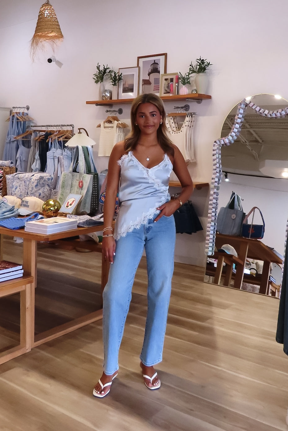 Blue, light wash jeans with mid rise and bowed straight leg
Pixelated Boutique, Women's Clothing, Virginia Beach Clothing Stores, Clothing Stores in Virginia Beach, Virginia Beach Boutique, 757 Boutique, Online Shopping for Women, summer aesthetic, brunch outfit, vacation style, vacation outfits, beach boutique, beach fashion, beach outfits, women’s boutique clothing, boutique clothing for women, coastal cowgirl outfits, coastal aesthetic clothing, business casual, women's denim, summer jeans, women's jeans