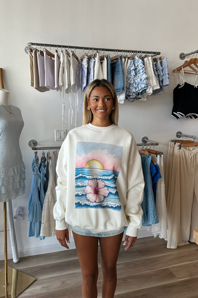 Cream Graphic Sweatshirt, Pixelated Boutique, Women's Clothing, Women's Jewelry and Gifts, Online Shopping for Women, Latest Fashion Trends 2025, Virginia Beach Clothing Stores, Clothing Stores in Virginia Beach, Aesthetic Fashion Trends, East Coast Fashion Styles, Sustainable Women's Clothing, Unique Gift Ideas for Women, Fall Fashion, Fall Outfit Ideas, Fall Fashion Inspiration, Womens Style, Outfit Inspo, Back to School Styles, Back to School Outfit