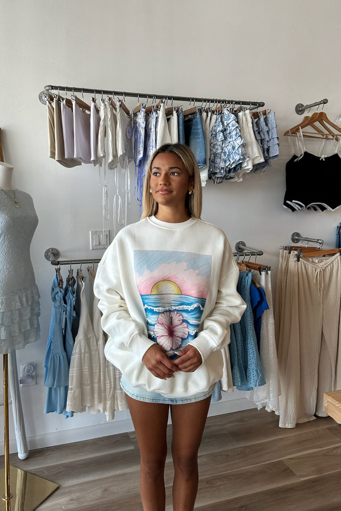 Cream Graphic Sweatshirt, Pixelated Boutique, Women's Clothing, Women's Jewelry and Gifts, Online Shopping for Women, Latest Fashion Trends 2025, Virginia Beach Clothing Stores, Clothing Stores in Virginia Beach, Aesthetic Fashion Trends, East Coast Fashion Styles, Sustainable Women's Clothing, Unique Gift Ideas for Women, Fall Fashion, Fall Outfit Ideas, Fall Fashion Inspiration, Womens Style, Outfit Inspo, Back to School Styles, Back to School Outfit