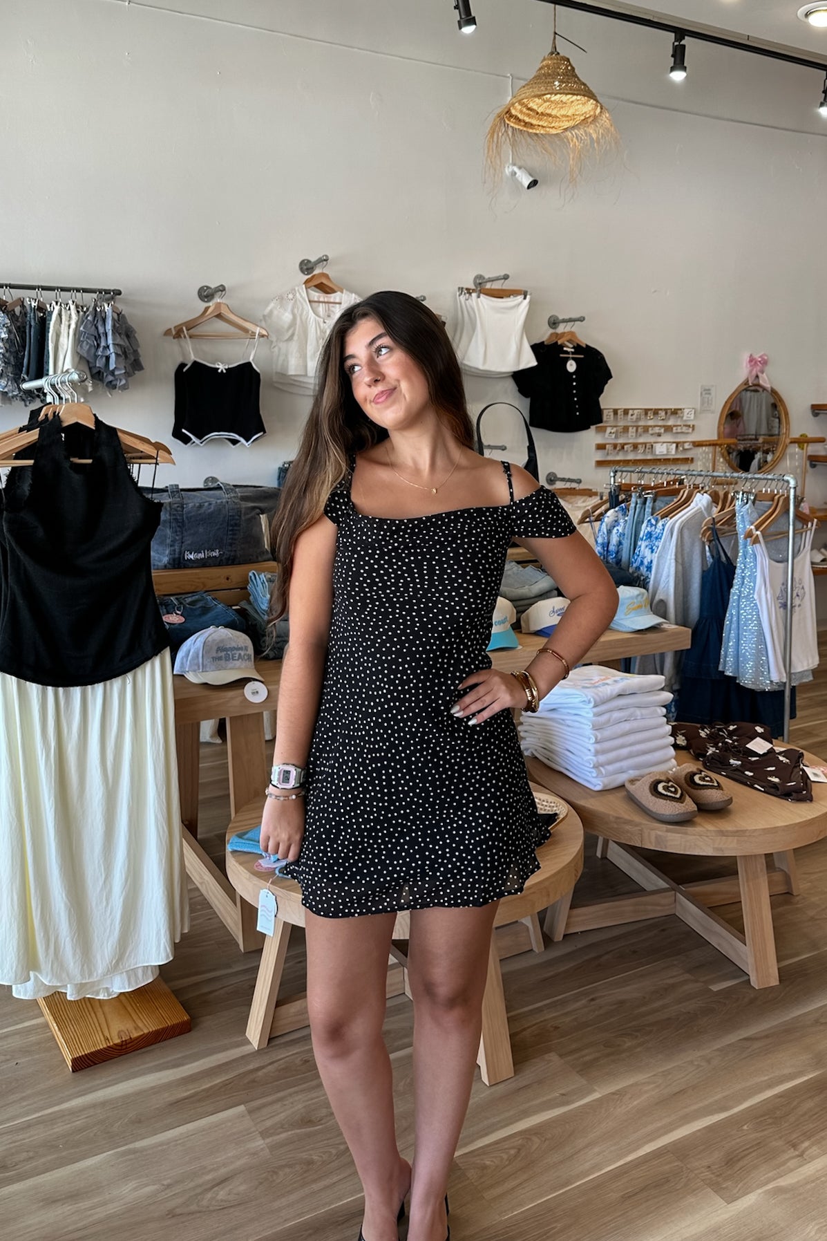 black and white polka a dot dress, Pixelated Boutique, Women's Clothing, Women's Jewelry and Gifts, Online Shopping for Women, Latest Fashion Trends 2025, Virginia Beach Clothing Stores, Clothing Stores in Virginia Beach, Aesthetic Fashion Trends, East Coast Fashion Styles, Sustainable Women's Clothing, Unique Gift Ideas for Women, Fall Fashion, Fall Outfit Ideas, Fall Fashion Inspiration, Womens Style, Outfit Inspo, Sorority Rush Dress 