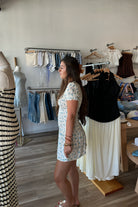 White with Blue Floral Print Mini Dress, Pixelated Boutique, Women's Clothing, Women's Jewelry and Gifts, Online Shopping for Women, Latest Fashion Trends 2025, Virginia Beach Clothing Stores, Clothing Stores in Virginia Beach, Aesthetic Fashion Trends, East Coast Fashion Styles, Sustainable Women's Clothing, Unique Gift Ideas for Women, Fall Fashion, Fall Outfit Ideas, Fall Fashion Inspiration, Womens Style, Outfit Inspo, Back to School Styles, Back to School Outfit, Runh Sorority Dress