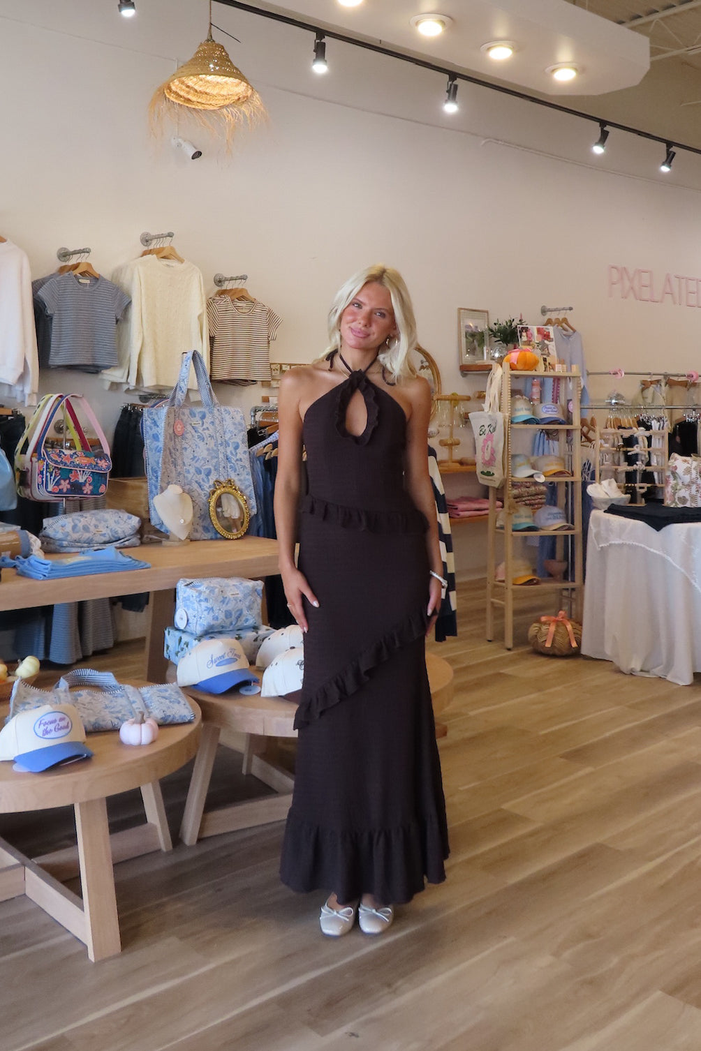 Pixelated Boutique, Women's Clothing, Outfit inspo fall, pumpkin patch outfit, fall fashion outfits, winter fashion inspo, fall outfits women, fall fits, winter fashion inspo,, women’s fall outfit 2025, outfit ideas, fashion, fall aesthetic, brown maxi dress, wedding guest dress, fall dress, elegant, chic