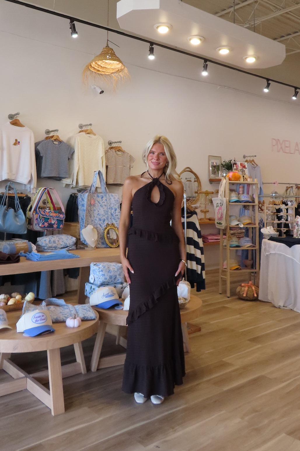 Pixelated Boutique, Women's Clothing, Outfit inspo fall, pumpkin patch outfit, fall fashion outfits, winter fashion inspo, fall outfits women, fall fits, winter fashion inspo,, women’s fall outfit 2025, outfit ideas, fashion, fall aesthetic, brown maxi dress, wedding guest dress, fall dress, elegant, chic