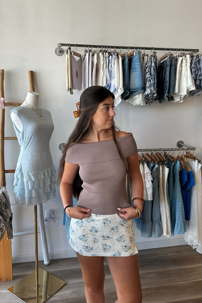 Cream and blue floral mini skirt, Pixelated Boutique, Women's Clothing, Women's Jewelry and Gifts, Online Shopping for Women, Latest Fashion Trends 2025, Virginia Beach Clothing Stores, Clothing Stores in Virginia Beach, Aesthetic Fashion Trends, East Coast Fashion Styles, Sustainable Women's Clothing, Unique Gift Ideas for Women, Fall Fashion, Fall Outfit Ideas, Fall Fashion Inspiration, Womens Style, Outfit Inspo, Back to School Styles, Back to School Outfit, Rush Sorority Outfit
