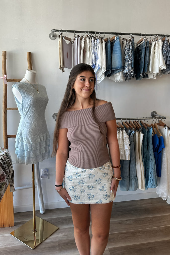 Brown Off the Shoulder Top, Pixelated Boutique, Women's Clothing, Women's Jewelry and Gifts, Online Shopping for Women, Latest Fashion Trends 2025, Virginia Beach Clothing Stores, Clothing Stores in Virginia Beach, Aesthetic Fashion Trends, East Coast Fashion Styles, Sustainable Women's Clothing, Unique Gift Ideas for Women, Fall Fashion, Fall Outfit Ideas, Fall Fashion Inspiration, Womens Style, Outfit Inspo, Back to School Outfit