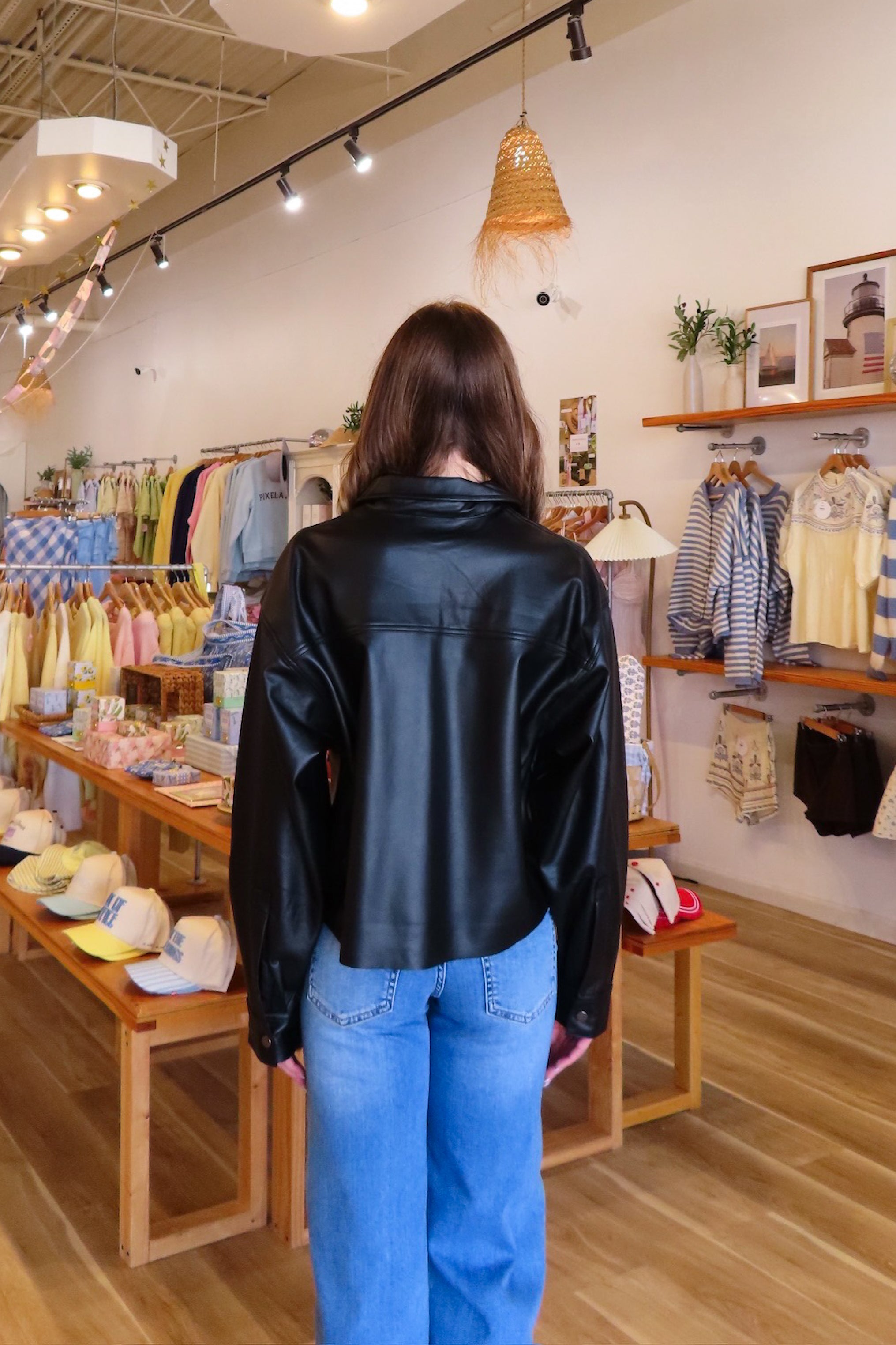 Black, leather jacket with crop fit, functional buttons, front pockets, and collar | Pixelated Boutique, Statement Jacket, Fall Fashion, Stylish Women’s Jacket, Fall Outerwear, Autumn Fashion, Fall Outfits Women, Fall Fashion 2026, Faux Leather Jacket, Women’s Jackets, Women’s Layering Pieces, Fall Outerwear Women