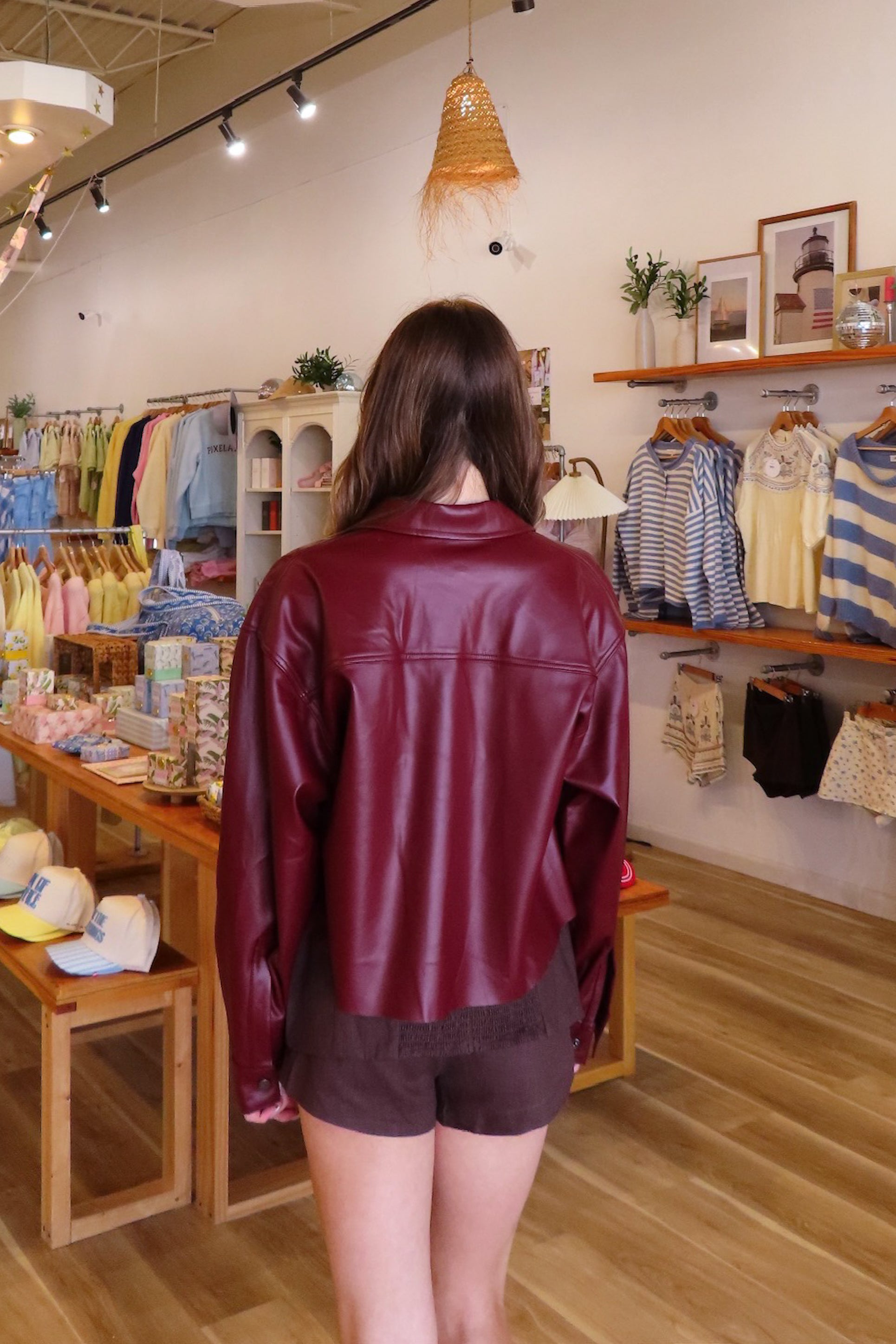 Burgundy red, leather jacket with crop fit, functional buttons, front pockets, and collar | Pixelated Boutique, Statement Jacket, Fall Fashion, Stylish Women’s Jacket, Fall Outerwear, Autumn Fashion, Fall Outfits Women, Fall Fashion 2026, Faux Leather Jacket, Women’s Jackets, Women’s Layering Pieces, Fall Outerwear Women