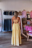 Yellow, lined strapless maxi dress with twisted bust, center cutout, and double elasticated back straps
Virginia Beach Boutique, 757 Boutique, Online Shopping for Women, summer aesthetic, brunch outfit, vacation style, vacation outfits, beach boutique, beach fashion, beach outfits, women’s boutique clothing, boutique clothing for women, coastal cowgirl outfits, coastal aesthetic clothing, business casual, concert outfit