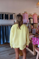 Yellow, sweatshorts with elastic waistband, drawstring, straight leg, and fleece lining
Pixelated Boutique, Virginia Beach Boutique, 757 Shopping, fleece sweatshorts women, women’s fleece shorts, cozy lounge set, luxury loungewear women, chic athleisure set, clean girl aesthetic sweatshirt, relaxed fit sweat set, fleece matching set, pilates outfit, summer sweatshirt