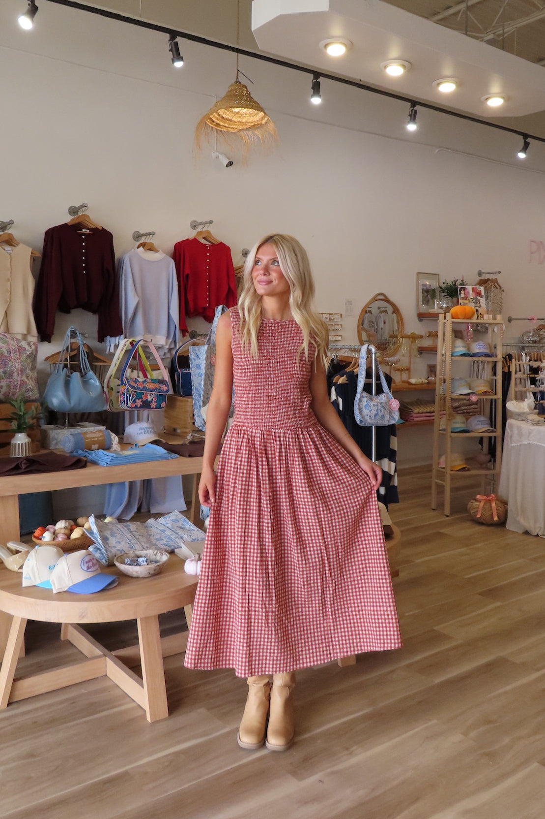 Women's Clothing, Outfit inspo fall, pumpkin patch outfit, fall fashion outfits, winter fashion inspo, fall outfits women, fall fits, fall dress, winter fashion inspo, fall dresses, women’s fall outfit 2025, outfit ideas, fashion, fall aesthetic, school outfits, Autumn Style, Autumn Outfit, Red gingham dress, Fall Boot, Fall dress