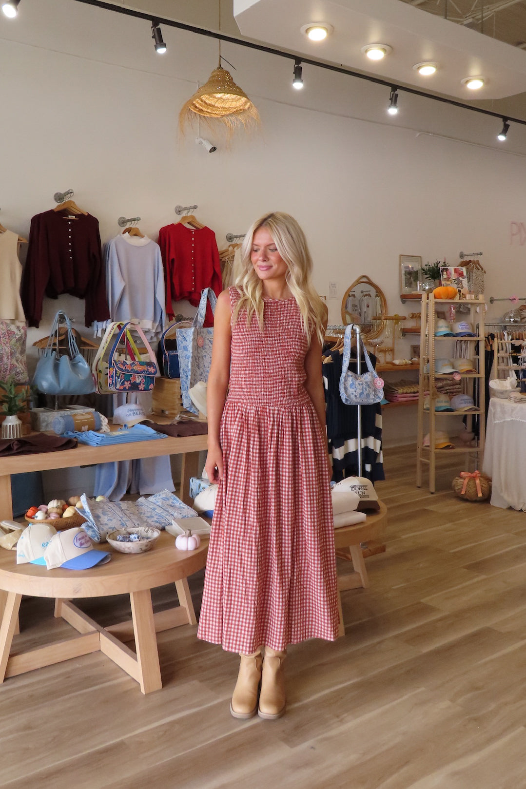 Women's Clothing, Outfit inspo fall, pumpkin patch outfit, fall fashion outfits, winter fashion inspo, fall outfits women, fall fits, fall dress, winter fashion inspo, fall dresses, women’s fall outfit 2025, outfit ideas, fashion, fall aesthetic, school outfits, Autumn Style, Autumn Outfit, Red gingham dress, Fall Boot, Fall dress