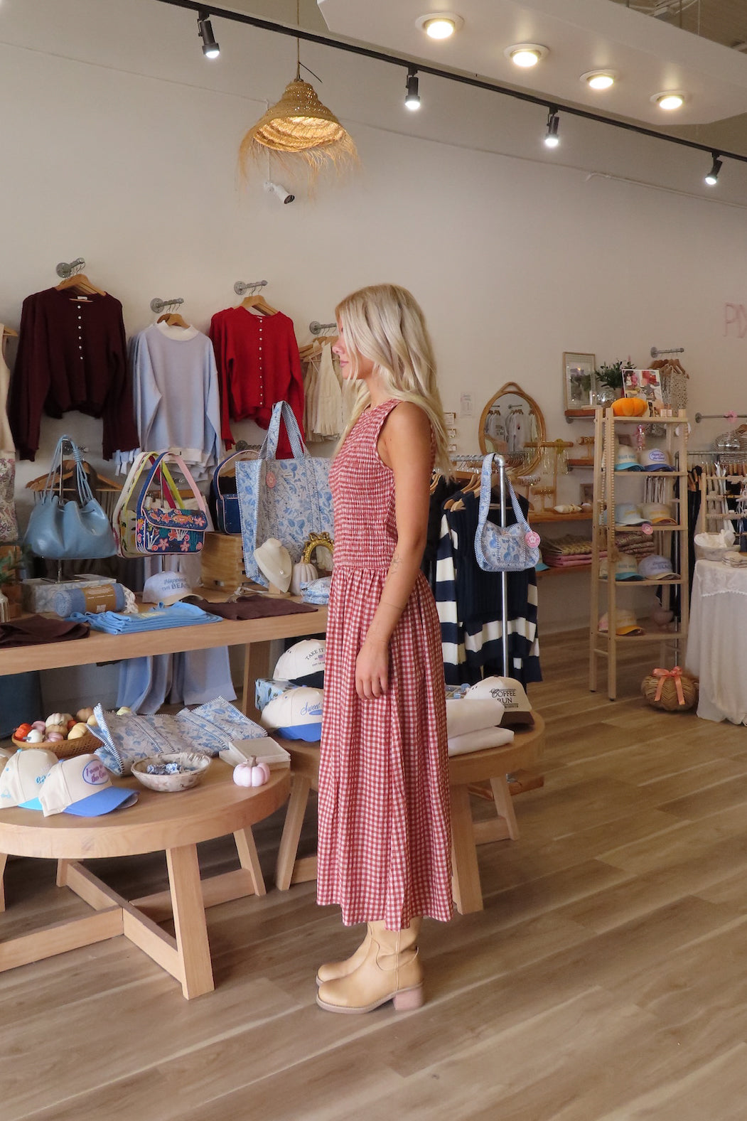 Women's Clothing, Outfit inspo fall, pumpkin patch outfit, fall fashion outfits, winter fashion inspo, fall outfits women, fall fits, fall dress, winter fashion inspo, fall dresses, women’s fall outfit 2025, outfit ideas, fashion, fall aesthetic, school outfits, Autumn Style, Autumn Outfit, Red gingham dress, Fall Boot, Fall dress