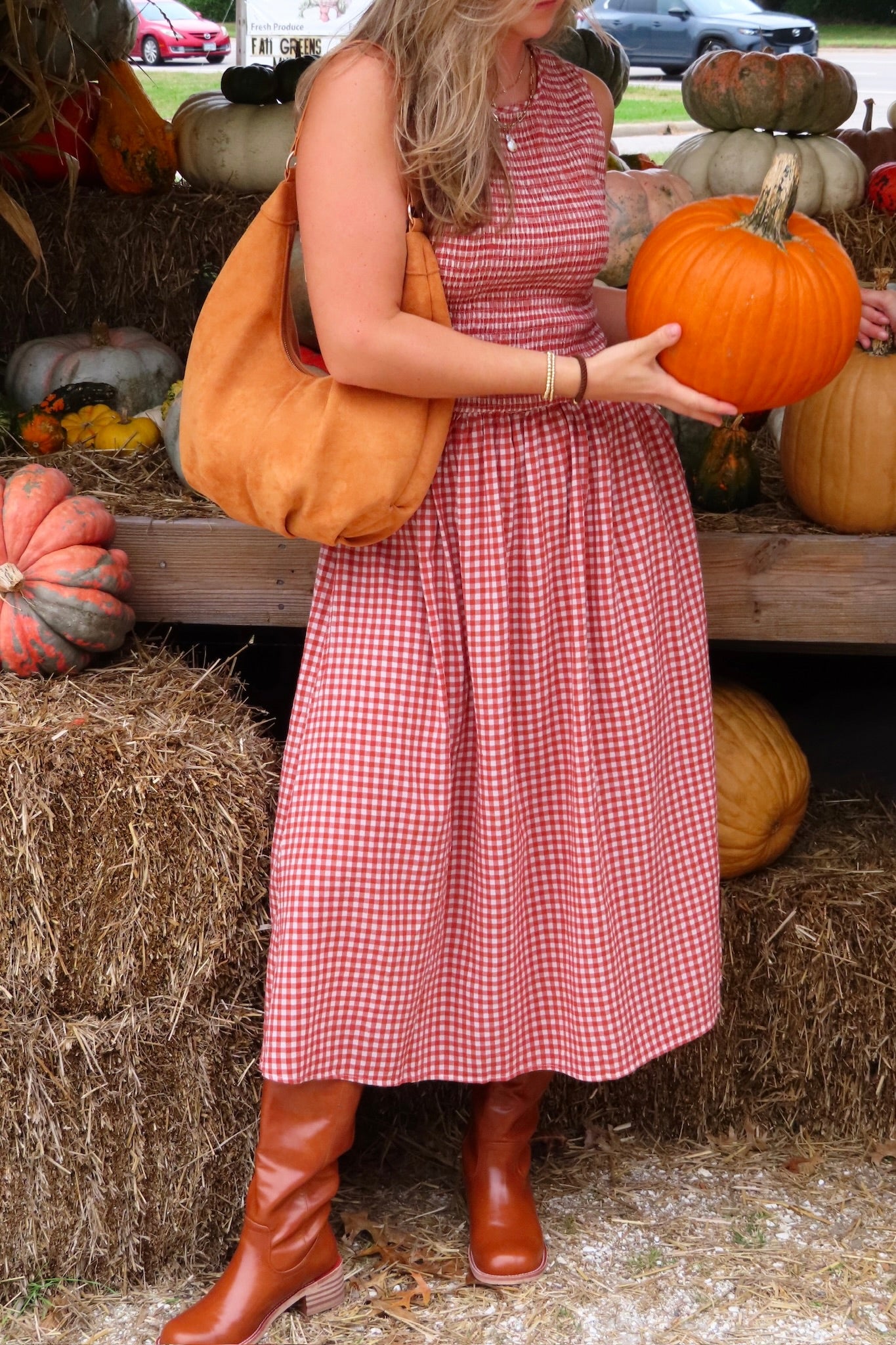 Women's Clothing, Outfit inspo fall, pumpkin patch outfit, fall fashion outfits, winter fashion inspo, fall outfits women, fall fits, fall dress, winter fashion inspo, fall dresses, women’s fall outfit 2025, outfit ideas, fashion, fall aesthetic, school outfits, Autumn Style, Autumn Outfit, Red gingham dress, Fall Boot, Fall dress