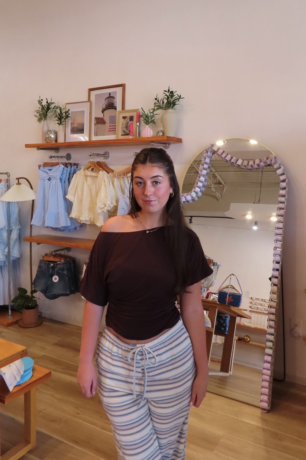 Brown, jersey top with asymmetric off shoulder neckline, ruched waist, and mid-length sleeves
Pixelated Boutique, 757 Boutique, Online Shopping for Women, summer aesthetic, brunch outfit, vacation style, vacation outfits, beach boutique, beach fashion, beach outfits, women’s boutique clothing, boutique clothing for women, coastal cowgirl outfits, coastal aesthetic clothing, business casual, concert outfit, 2000s fashion, western outfits