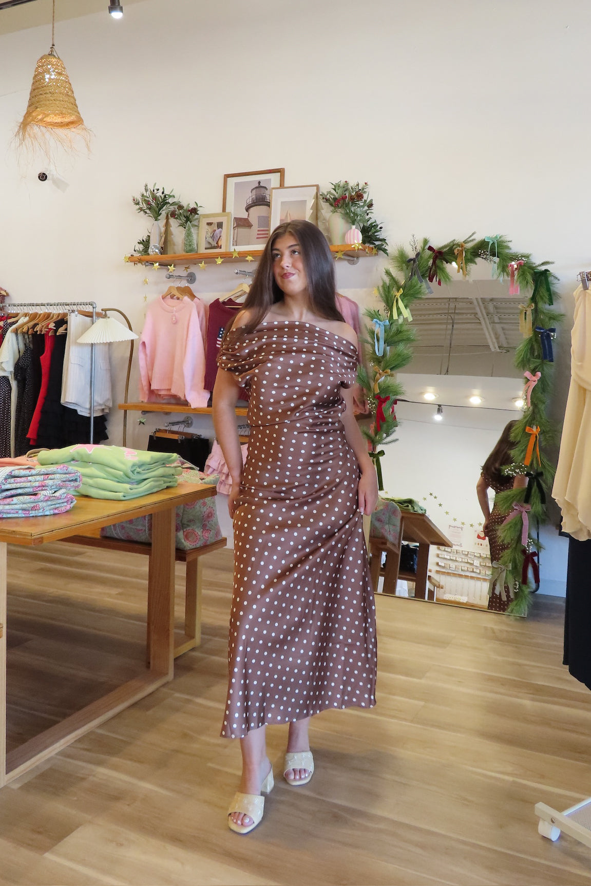 Pixelated Boutique, Women's Clothing, Outfit inspo fall,  fall fashion outfits, winter fashion inspo, fall outfits women, Winter fits, winter fashion inspo, fall dresses, women’s autumn outfit 2025, outfit ideas, fashion, fall aesthetic, school outfits, women’s winter outfit, winter style, cozy style, warm fall outfits, Winter going out outfits, Wedding guest dress, Maxi brown dress, polka dot brown dress, holiday dress