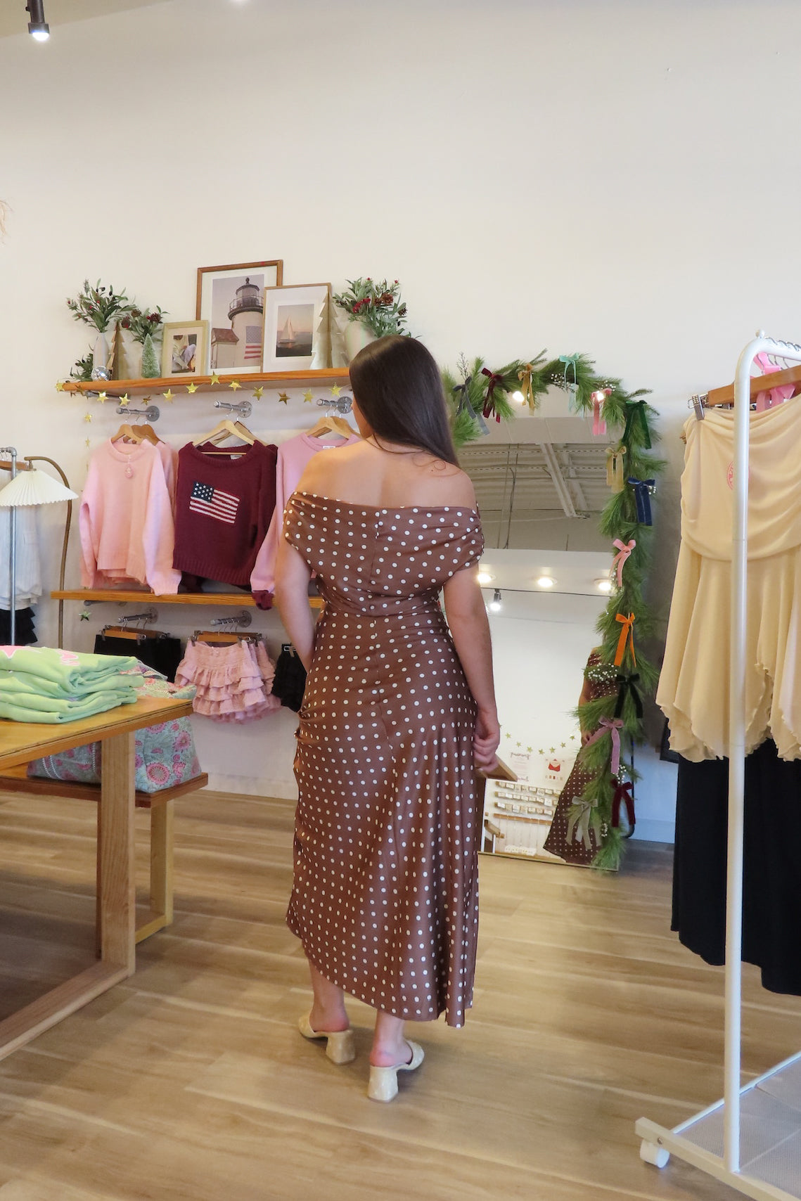 Pixelated Boutique, Women's Clothing, Outfit inspo fall,  fall fashion outfits, winter fashion inspo, fall outfits women, Winter fits, winter fashion inspo, fall dresses, women’s autumn outfit 2025, outfit ideas, fashion, fall aesthetic, school outfits, women’s winter outfit, winter style, cozy style, warm fall outfits, Winter going out outfits, Wedding guest dress, Maxi brown dress, polka dot brown dress, holiday dress