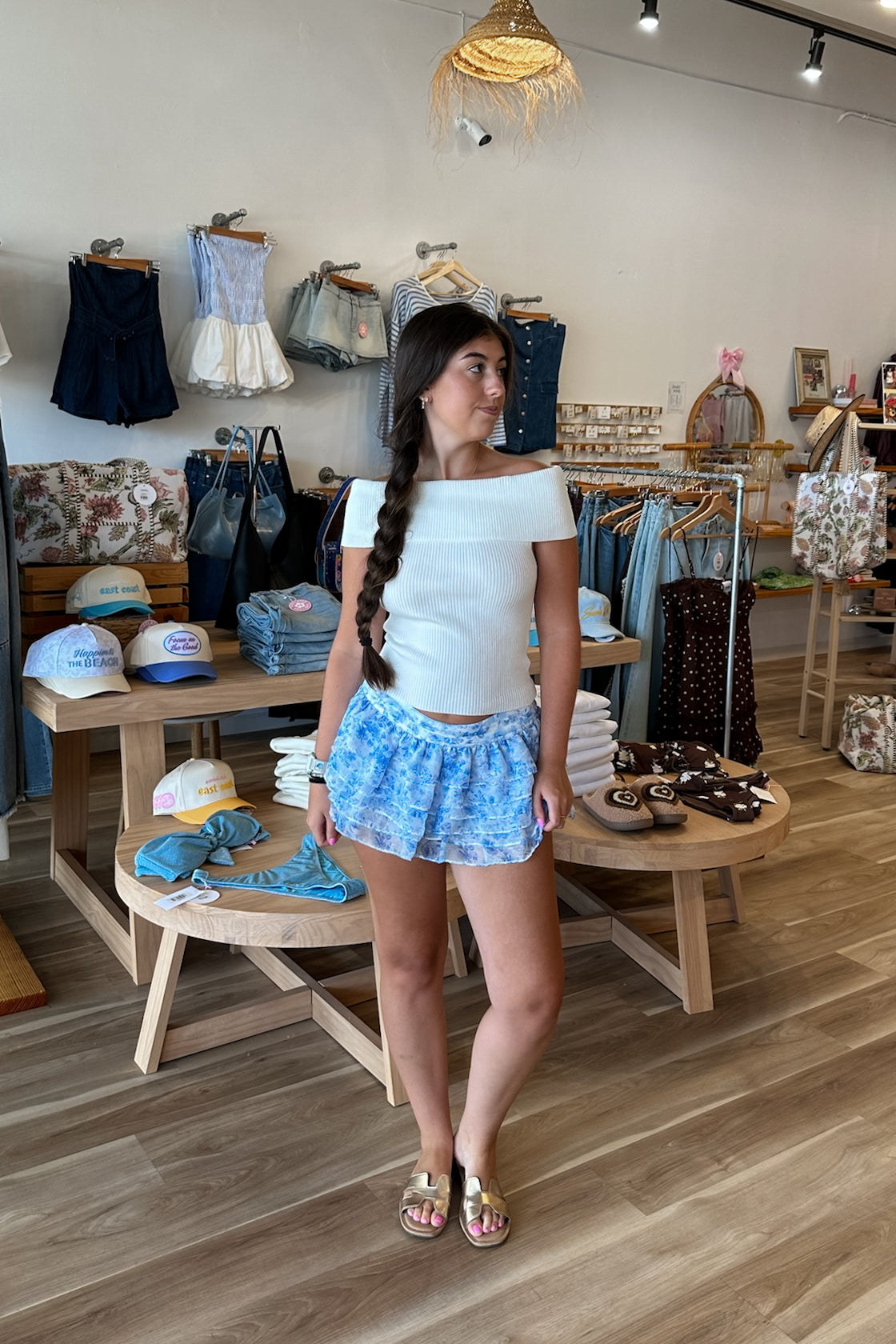 Blue Floral Skirt, Pixelated Boutique, Women's Clothing, Women's Jewelry and Gifts, Online Shopping for Women, Virginia Beach Clothing Stores, Aesthetic, East Coast Fashion Styles, Women's Clothing, Fall Fashion, Fall Outfit Ideas, Fall Fashion Inspiration, Womens Style, Outfit Inspo, Back to School Styles, ootd