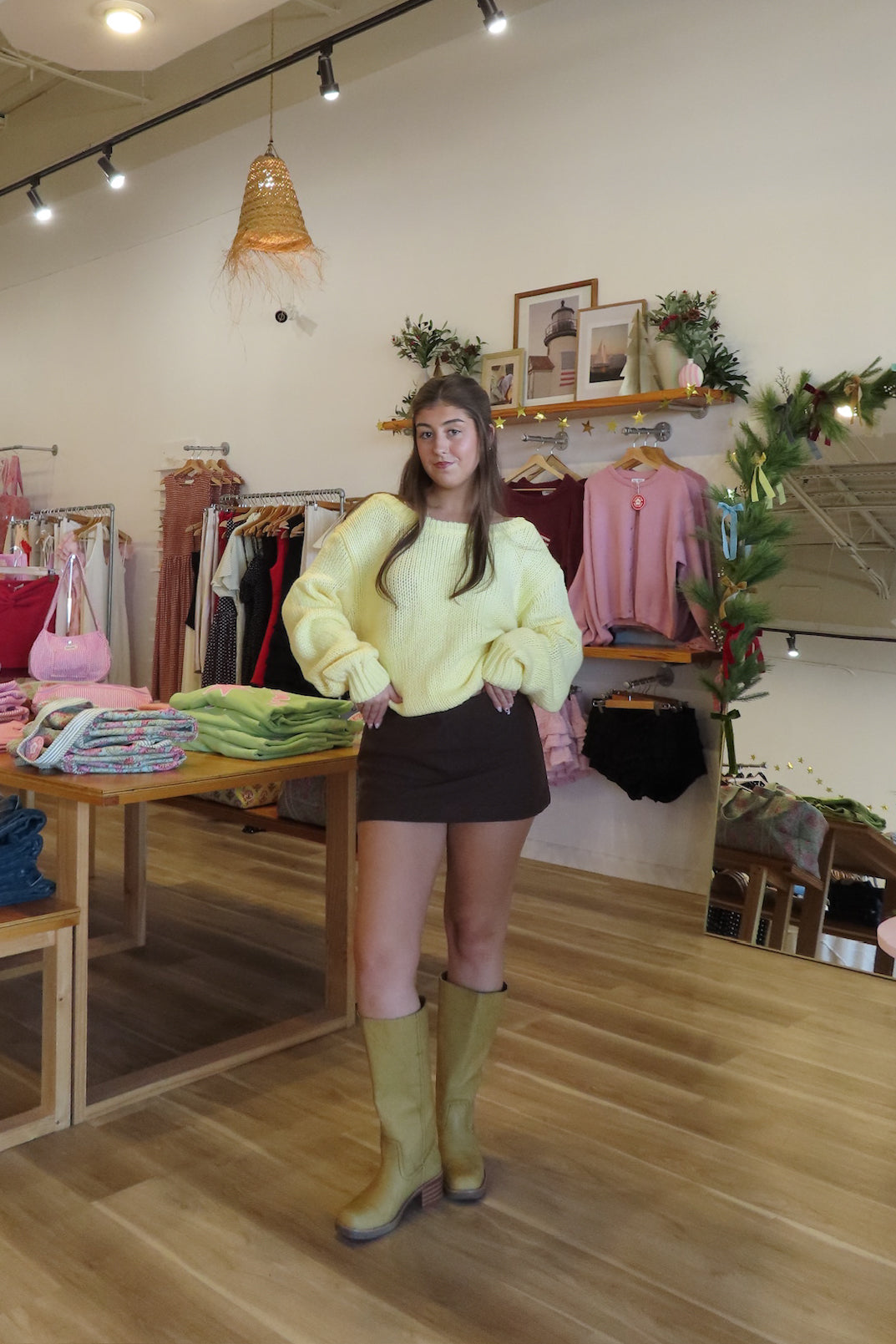 Pixelated Boutique, Women's Clothing, Outfit inspo fall, pumpkin patch outfit, fall fashion outfits, winter fashion inspo, fall outfits women, fall fits, winter fashion inspo, fall dresses, women’s fall outfit 2025, outfit ideas, fashion, fall aesthetic, school outfits, women’s winter outfit, winter style, cozy style, warm fall outfits, Yellow Sweater 
